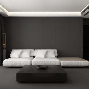 现代极简客餐厅3D模型下载